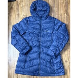 Eddie Bauer Jacket Womens Medium Blue Hooded Down Parka Puffer EB650